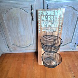 Farmhouse Kitchen Produce Storage 2 Baskets Approx Size 20"x9