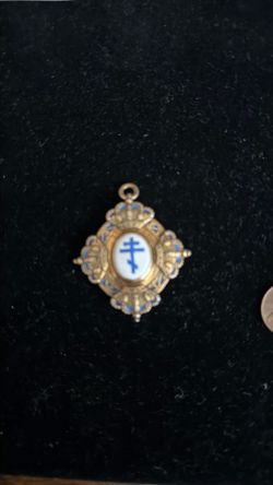 Rare silver gold washed Russian imperial enameled cross 1890 icon