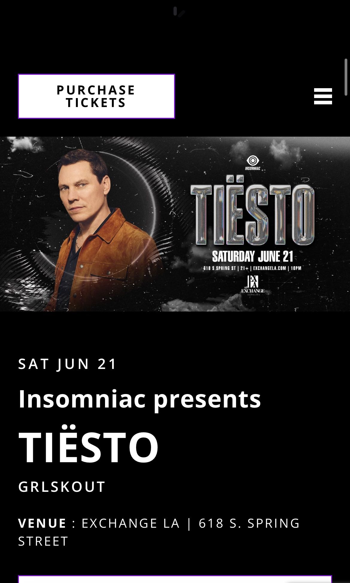 Dj Tiesto ticket VIP