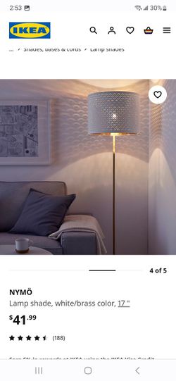 Ikea NYMO Lamp Shade Perforated White / Brass 13 New