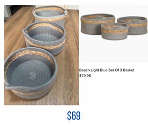 Brand New set of 3 Gray Woven Storage Baskets