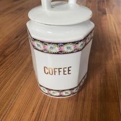 Antique 1920s Victorian China Coffee Canister Germany 