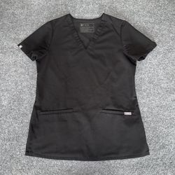 FIGS Casma Scrub Top Shirt Womens XS Black Medical Uniform Nursing Dental Clinic