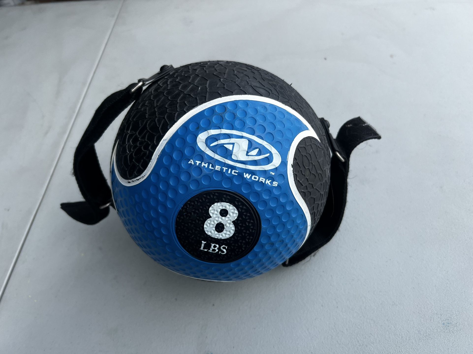 (1) 8lb Athletic Works MedBall with Straps (Medicine Ball) Weightlifting Weight