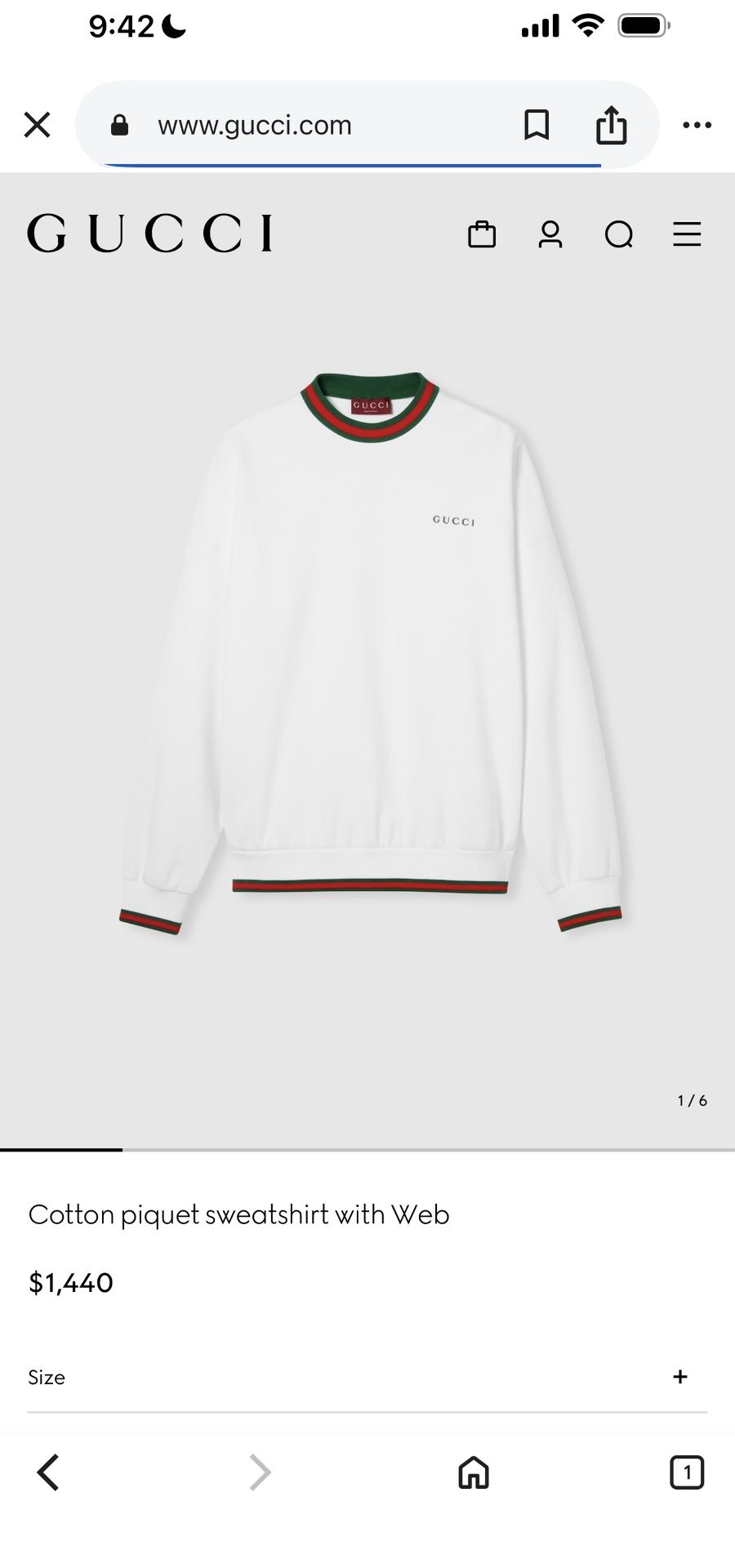 Brand New Authentic Gucci White Cotton Piqué Sweatshirt – XL | Retail $1,440