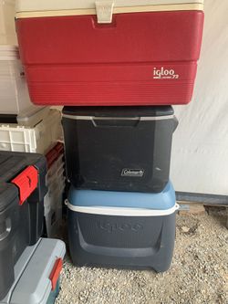 2 Rolling Igloo And 1 Colman, Great Condition, $20 Each