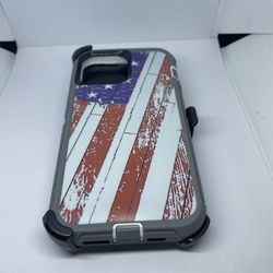 For iPhone 13 Pro Max USA Flag Camouflage Belt Clíp Case 