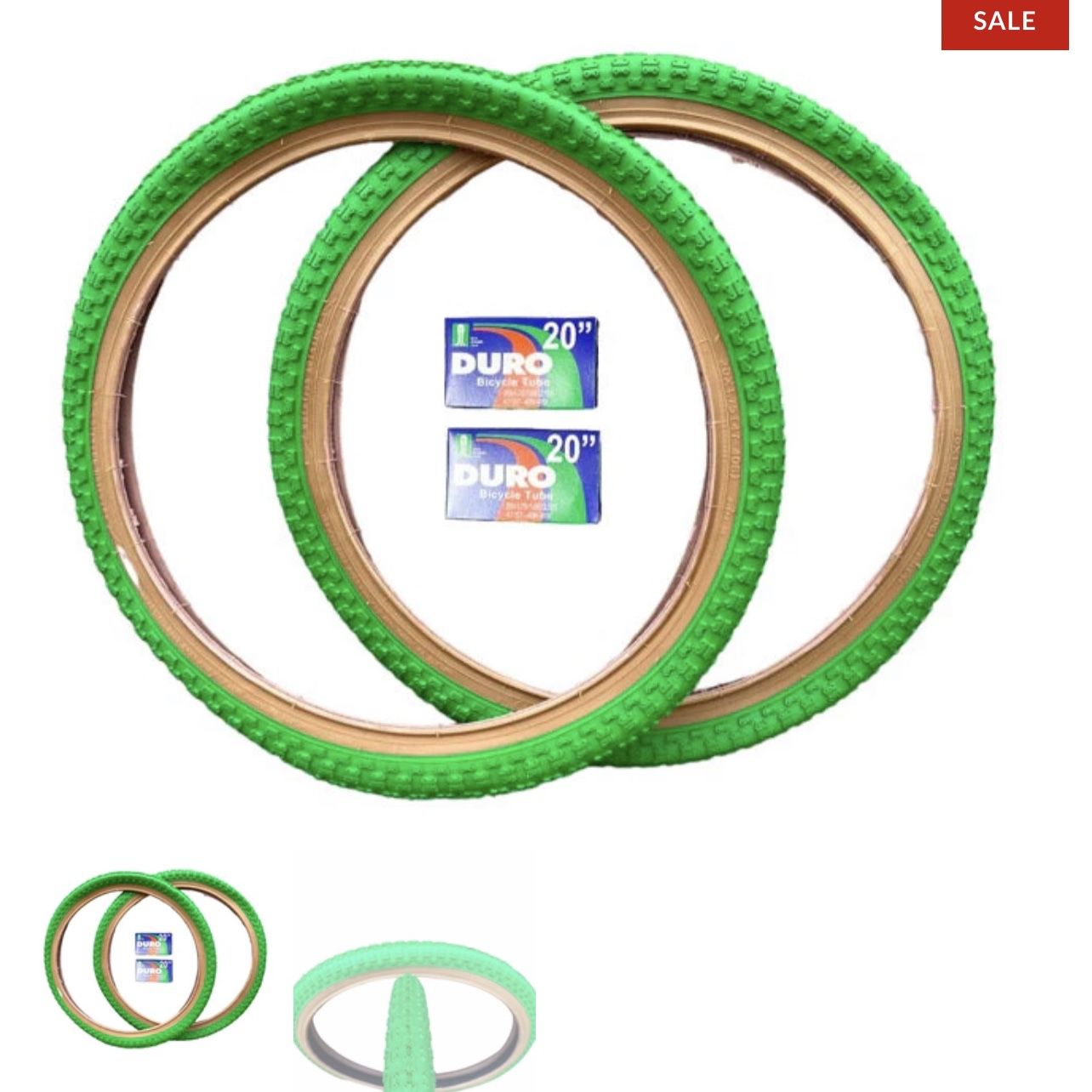 Wanda 20 x 1.75" Green Gum Wall Tires $35.99 Free inner tubes!!!!!