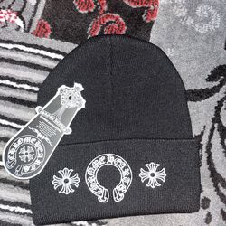 Black chrome  heart beanie