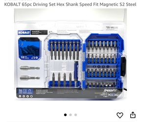 KOBALT 65pc Driving Set Hex Shank Speed Fit Magnetic S2 Steel