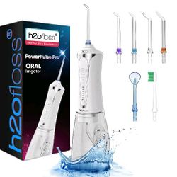 H2Ofloss Cordless Water Flosser – Portable Oral Irrigator, 5 Modes, 6 Tips, Rechargeable