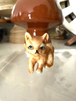 Teeny Tiny Trinket Miniature Vtg Orange Tabby Cat Figurine