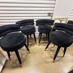 Luxury Black & Gold Counter/Island Stools – Modern Elegance (4 in Total)
