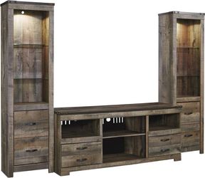 85" Entertainment Center w/ Electric Fireplace & Towers