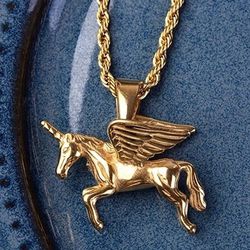 Unicorn Horse Pendant Chain New Gold 