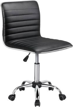 Modern Adjustable Office Chair – Black Faux Leather – Excellent
