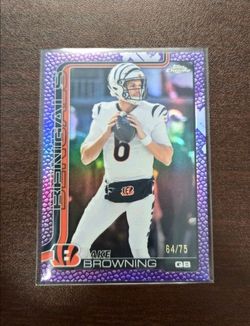 2025 Topps Chrome Bengals Jake Browning Football Leather Purple Refractor #/75