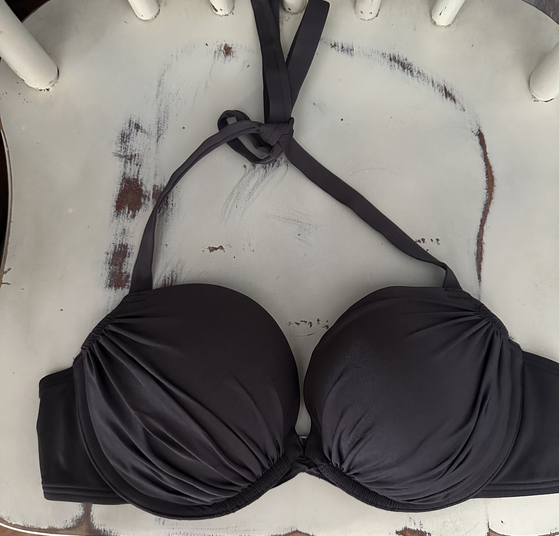 H&M Charcoal GrayHalter Bikini Top Super Push Up