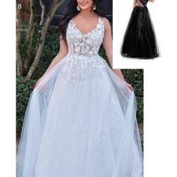 New With Tags Envious Couture Size 16 White 3D Appliqué Tulle Wedding Gown $305