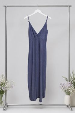 Dusty Blue Glitter Midi Dress