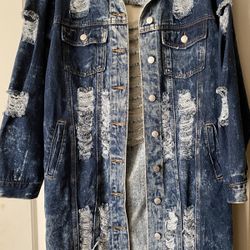 Women’s Long Distressed Jean Jackets New