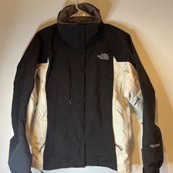 The North Face HyVent Womens Small Full Zip Rain Jacket Cream