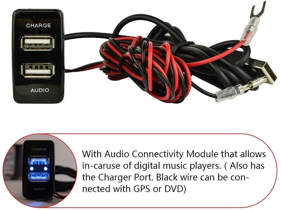 Dual Port USB Car Charger with Audio Socket USB Charging for Digital Cameras/Mobile Devices for Toyota Vigo