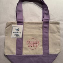 Trader Joe’s Pastel Mini Canvas Tote *Lavender* NWT Sold Out In Stores- Great Holiday Gift!