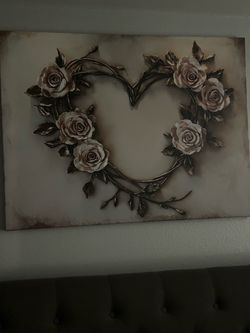 Floral Heart Wall Art Canvas