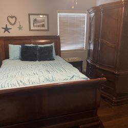 Armoire And Head/Footboard. Excellent Quality. Make Me An Offer
