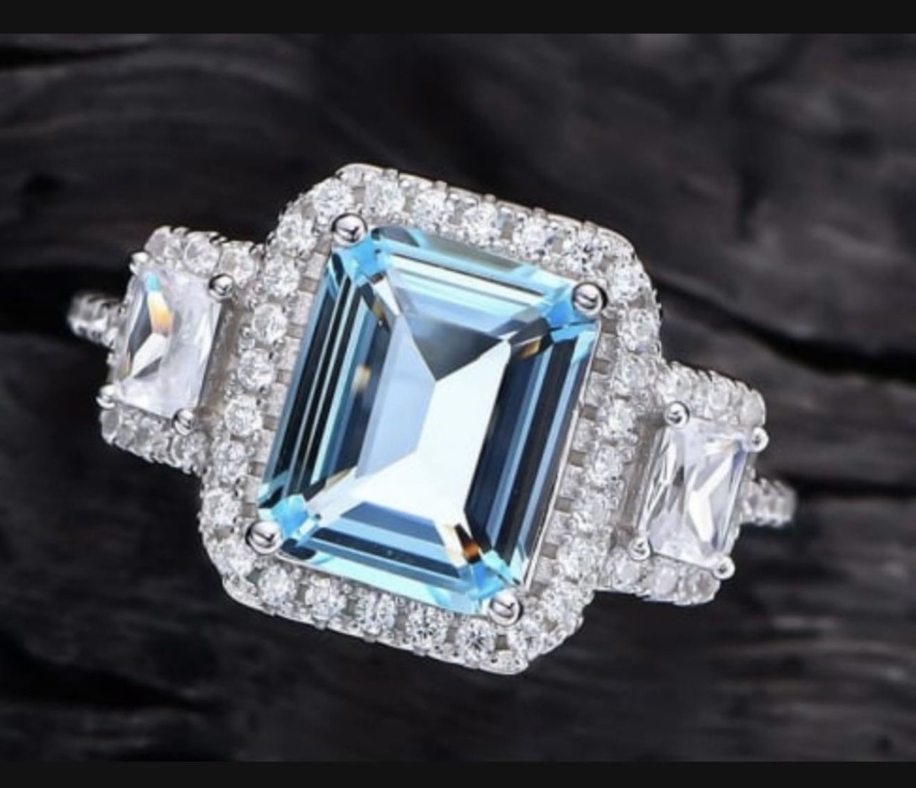 925 Sterling Silver Ring Blue Topaz Ring Size 8