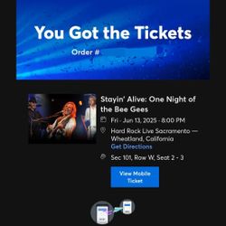 Staylin Alive BeeGees Tickets 