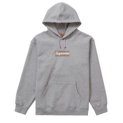 Supreme Burberry Box Logo Hoodie Grey