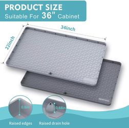 Under Sink Mat Waterproof, 2 Drainage Holes, Silicone Mat Protects from  Leaks 