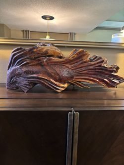 Sculpture Japanese Drift/ Wood Koi Fish, Artist Unknown