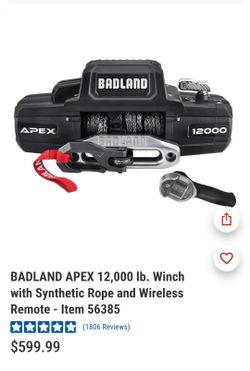 12,000 lb wench wit remote control n synthetic rope