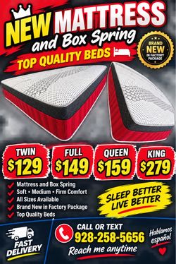 King. Queen. Full. And twin. Beds with box spring same day  delivery