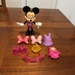 Disney Minnie Mouse Bowtique Snap ‘N Style Toy Dress Up Playset Rare Figure Doll Beach