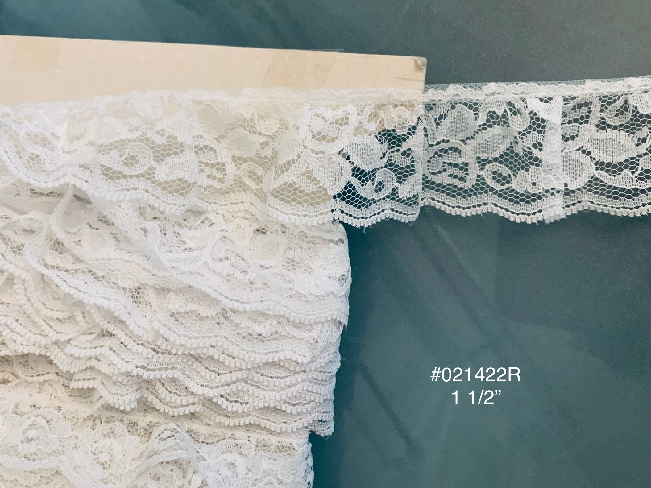 4 1/4 Yd of 1 1/2” White Gathered Lace #021422R