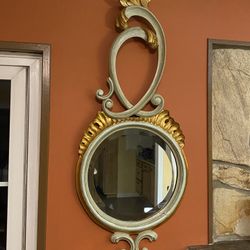 Vintage Harrison & Gil Dauphine Hand Carved Mirror made out of a solid piece of hardwood