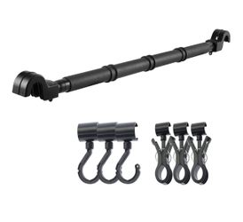 Car Clothes Hanger Bar with 3 Hooks and 3 Clips, Expandable Vehicle Clothing Rack Rod