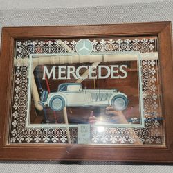 Framed Mercedes 1936 500k roadster Mirror 25.5" wide by 19.5" tall wood framed