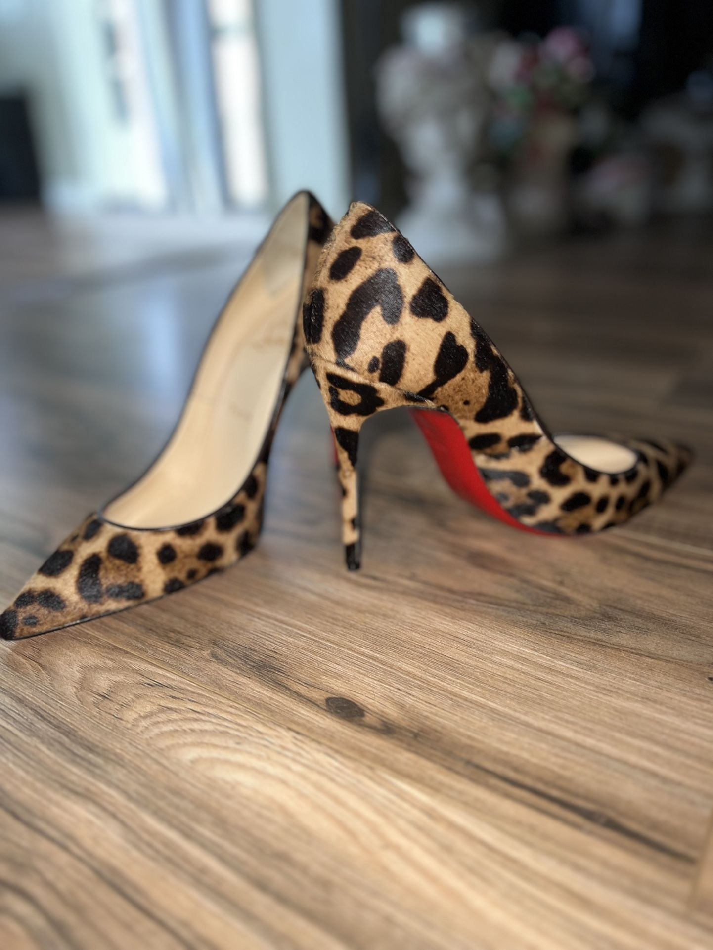 Christian Louboutin Pigalle Follies 100 Pony Jaguar Brown Leopard Heels