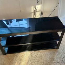 Media Center Black  With Three Large Glass Shelves