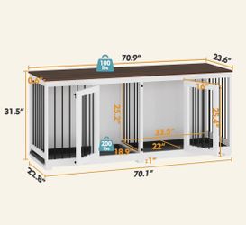 Large Dog Crate Furniture with Tray and Divider