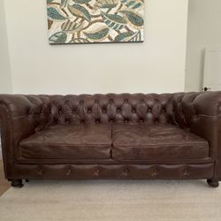 Restoration Hardware Kensington Leather Sofa