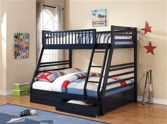 New! Twin over Full Bunk Bed with 2 Drawers & Attached Ladder $39 Down (NO CREDIT CHECK FINANCING)