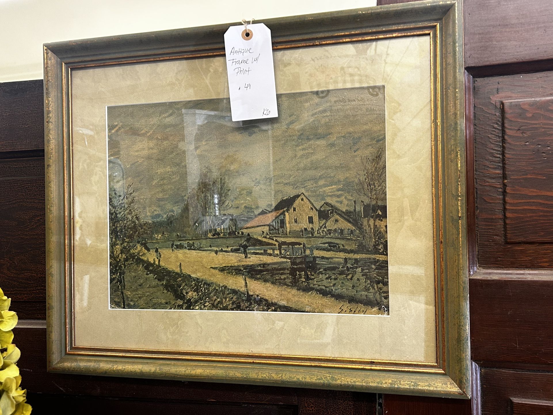 Antique Print and Picture Frame