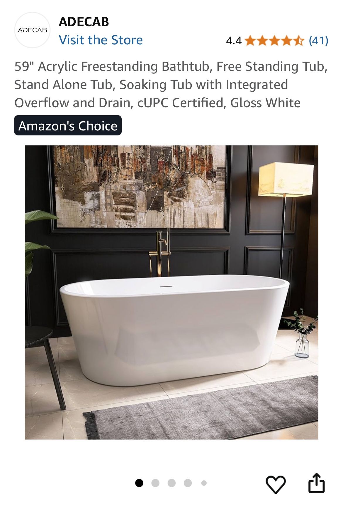 Acrylic Freestanding Tub and Faucet