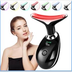 Facial and Neck Massager, Womens Skin Care Face and Neck Massager for Skin Rejuvenation- Lifting- Toning- Glow Boost-7 Colors (Black)